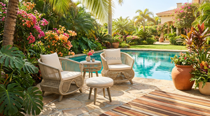 كرسي استرخاء خارجي منسوج بحبل على شكل قطة كسولة مع إطار من الألومنيوم وقماش مقاوم للماء للفناء والحديقة/شرفة الفندق - Product Image 5