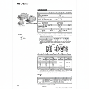 MSQB50R แบบจำลองโต๊ะหมุนนิวเมติก SMC - Product Image 1