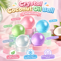 Balle en gelée de cristal arc-en-ciel à l'huile de coco, jouet sensoriel anti-stress à pression lente en TPR souple, fait main pour jeunes