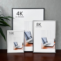 Cadre photo en aluminium avec plexiglas doré, design simple, chargement frontal, horizontal et vertical, multicolore