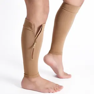 Compports OEM respirável basquete médica compressão zipper malha correndo bezerro manga para apoio dor nas pernas
