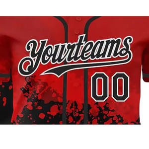 100% poliéster hombres béisbol Softball Jersey Transferencia de Calor impreso bordado botón abajo camisas transpirable secado rápido humedad - Product Image 4