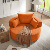Canapé-baril d'appoint en chenille à deux places pivotant à 360° avec coussins amovibles, design américain moderne, pour appartement, hôtel, villa