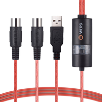 USB 2.0 MIDI Interface Cable 2m PVC High-Fidelity Foil+Braid Shielding Low Latency MIDI Converter Built-in LED for Electronic