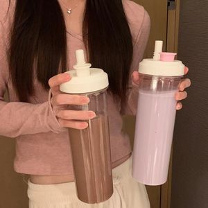 Korean Style High Borosilicate Glass Straw Cup Large Capacity Portable Water <b>Bottle</b> For Travel Adults Milk Tea Juice - Product Image 3
