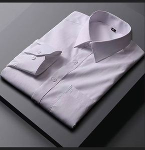 New Long-sleeved Solid Color <strong>Shirt</strong> Men's Long-sleeved Twill Plain Fabric <strong>Shirt</strong> Wholesale in Stock - Product Image 2