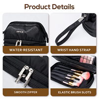 Sac de rangement pour maquillage personnalisé KONCAI, grande capacité, trousse de maquillage à trois couches avec compartiment pour pinceaux pour un usage quotidien
