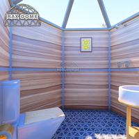Structure de maison en verre semi-permanente de 6 m avec toilettes et salle de douche pour hôtel Airbnb de luxe