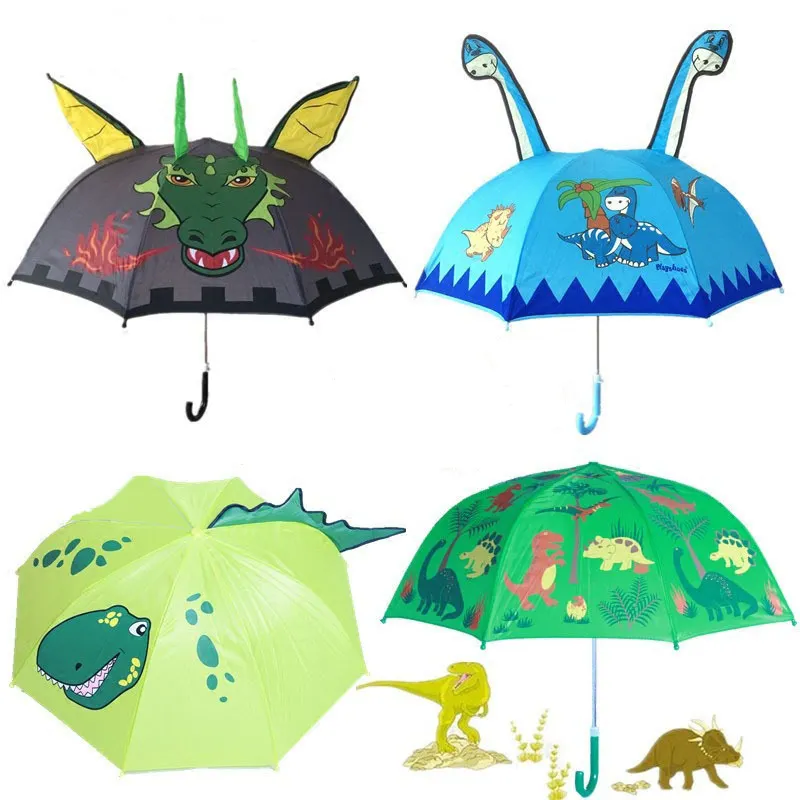Lotus Populaire Custom Cartoon Dinosaurus Print Outdoor Gebruik Dier Vorm Kind Regen Paraplu Voor Kinderen