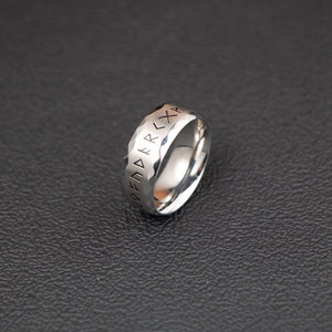 <b>Titanium</b> Steel Rune <b>Ring</b> Men's Nordic Viking Letter Vintage Style Gift Jewelry SA1155 - Product Image 3