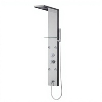 Panel de Ducha LED Cuadrado de Pared con Cabezal de Lluvia, Acero Inoxidable, Termostático, Monomando, 4 Modos, para Hotel y Villa