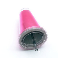 Gobelet isotherme OEM au design moderne, double paroi, en plastique électroplaqué pailleté, avec couvercle et paille, 450 ml, pour café froid