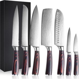 Ensemble de couteaux de cuisine IOKO, <span class=keywords><strong>ciseaux</strong></span>, chef, sushi, steak, Santoku, manche en <span class=keywords><strong>bois</strong></span> de Pakka, bloc de rangement pour couteaux, ensemble de couteaux de cuisine - Product Image 1