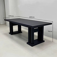 Table à manger longue en bois massif noir de style moderne Table de négociation de bureau à usage quotidien pour la famille