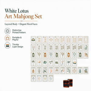 Tortoiseshell White Lotus Pattern 160 Acrylic American Mahjong Tiles Game Set for Daily <b>Entertainment</b> and Present Selection - Product Image 2
