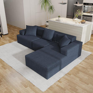 Sofá Seccional Esquinero Convertible en Forma de L de 3 Plazas, de Primera Clase Europea, con Tapicería de Tela y Espuma sin Hueso, para Hoteles y Salas de Estar - Product Image 2