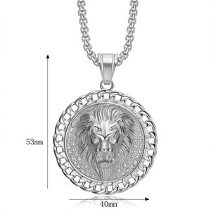 Yunnique – collier avec pendentif tête de lion en acier inoxydable pour hommes, chaîne cubaine Hip Hop, design du zodiaque animal, DW063B - Product Image 4