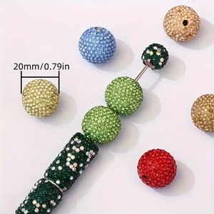 Perles en argile acrylique Bubblegum de 20 mm, perles de sucre, perles de bijoux pleines et denses, perles rondes en cristal avec trou, perles en strass pour stylos et bijoux - Product Image 5