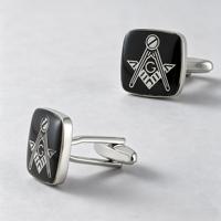 Boutons de manchette carrés en cuivre émaillé noir avec symbole maçonnique personnalisé pour homme, bijoux pour chemise française, cadeaux d'affaires