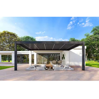 Gazebo extérieur bioclimatique de luxe 4*4 Pergola avec lumière LED Arche Arbours Pergolas solaires rétractables en aluminium allié à persiennes