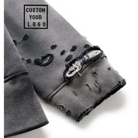 Sweat à capuche surdimensionné unisexe personnalisé avec logo, style vintage délavé et effet usé, pour homme et femme, streetwear