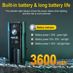 Boruit LD12 1050mAh không ướt Type-C USB sạc LED đi xe đạp đèn phía trước Đèn Pha Đi xe đạp đèn LED xe đạp đèn - Product Image 4