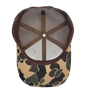 Özel ördek kahverengi Camo Snapback örgü 6 Panel Richardson 112 kamyon şoförü şapkası şapka