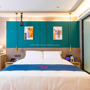 Modern Hotel Bedroom Furniture Set King Size Bed Frame with Upholstered Headboard Nightstand Desk <b>Wardrobe</b> for 3 Star Hotel Room - Product Image 4