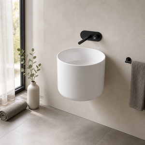BTO 2024 nouvelle tendance bol rond évier en céramique bassin salle de bain évier une pièce euro-mur suspendu bassin - Product Image 2