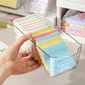 Desktop <b>Storage</b> <b>Box</b> Acrylic Transparent Long Rectangular With Stripe Pattern For Stationery Organizing - Product Image 4