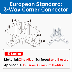 3-cách Hidden góc Bracket 3-cách End góc nối tam giác Bracket cho 1515 2020 3030 4040 công nghiệp nhôm hồ sơ - Product Image 2