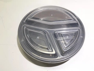 Hacamy ภาชนะเก็บของทรงกลมทำจาก PP ขนาด48ออนซ์กล่องอาหารกลางวันแบบ3ช่องขนาด1000มล. กล่องพลาสติกสำหรับใส่อาหารแบบใช้แล้วทิ้งเข้าไมโครเวฟได้ - Product Image 6