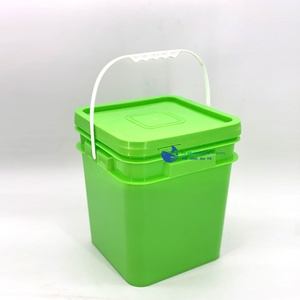 Pojing Cấp Thực Phẩm Có Thể Tái Chế <span class=keywords><strong>5L</strong></span> Màu Xanh Lá Cây Vuông Thùng Nắp Dày Nhựa Kín Xô Cho Thực Phẩm <span class=keywords><strong>5L</strong></span>/10L Kích Thước Trống Thùng - Product Image 1