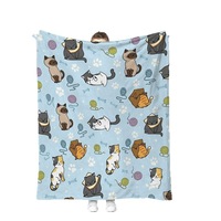 Couverture en flanelle douce à imprimé collage de chatons mignons, motifs multiples de chats, cadeau chaleureux et confortable pour les amoureux des chats, thème animalier pour la maison