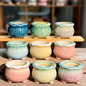 Pot de façonnage pour plantes succulentes en céramique avec glaçure à effet craquelé, petite taille, pot de <span class=keywords><strong>plante</strong></span> le plus vendu pour les succulentes Taodan - Product Image 6