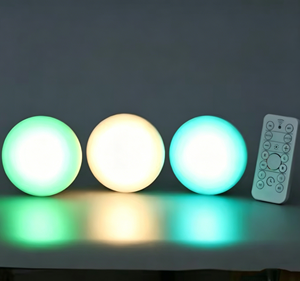 Wireless Rechargeable <b>LED</b> Puck <b>Lights</b> with Remote – 3PCS RGB & Warm White <b>Dimmable</b> <b>Ceiling</b>/Table Lamps for Bedroom - Product Image 1