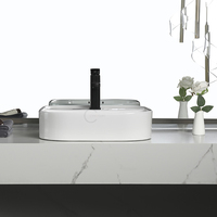 Lavabo en céramique de grande taille, de forme carrée, résistant aux hautes températures, pour comptoir de salle de bain