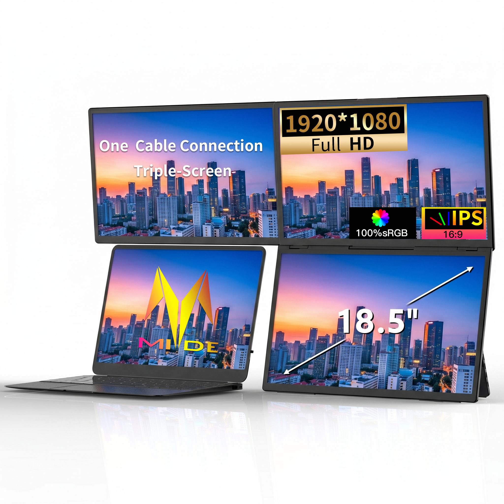 <strong>2026</strong> New Model Full HD IPS Quad <strong>Monitor</strong> <strong>18</strong>.5 <strong>Inch</strong> Portable with USB Type-C for Laptop Gaming Business