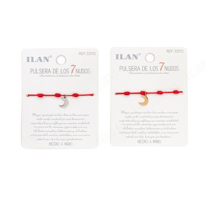 Pulsera Ilan de los 7 Nudos con Colgante de Luna y Cordón Rojo Hecha a Mano - Product Image 1