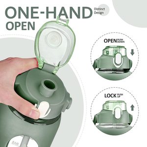 Gobelet en verre avec échelle de temps, paille, manchon en silicone, anti-fuite, idéal pour les voyages, cadeau - Product Image 2