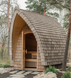 Cabine de bain de vapeur en bois massif pour sauna à baril extérieur moderne pour jardin, jardin, spa, chauffage électrique de type électrique - Product Image 1