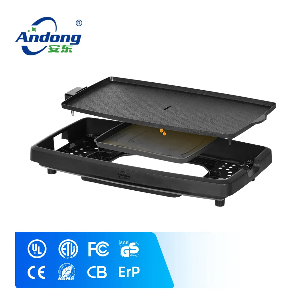 Andong Electric Griddle Bbq Smokeless Non-Stick Coating Barbecue Grill indoor Electric Smokeless Bbq Grill