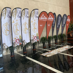 定制批发全色染料升华印花新款流行耐用涤纶泪珠横幅沙滩羽毛旗促销 - Product Image 5