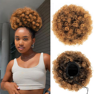 Aksesori Wig lintas batas Eropa dan Amerika, sanggul rambut keriting serut bulu Afrika Kinky ekor kuda - Product Image 6