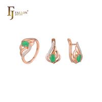 Ensemble de bijoux solitaires FJ Fallon Fashion Jewelry avec bagues plaquées or rose, base en laiton bicolore