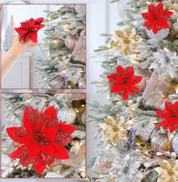 Têtes de fleurs de Noël artificielles en PE en gros, fausses fleurs décoratives classiques pour la décoration de Noël à la maison et à l'hôtel