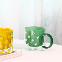 Tasse en verre à double paroi multicolore personnalisée tasse en verre à haute teneur en borosilicate tasse à café en verre à double paroi
