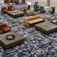 Wolle-Nylon-Mischung Axminster Gewerblicher Projektheißflor Teppich mit Blauem Muster für Konferenzraum und Lobby-Lounge Bodenbelagslösung