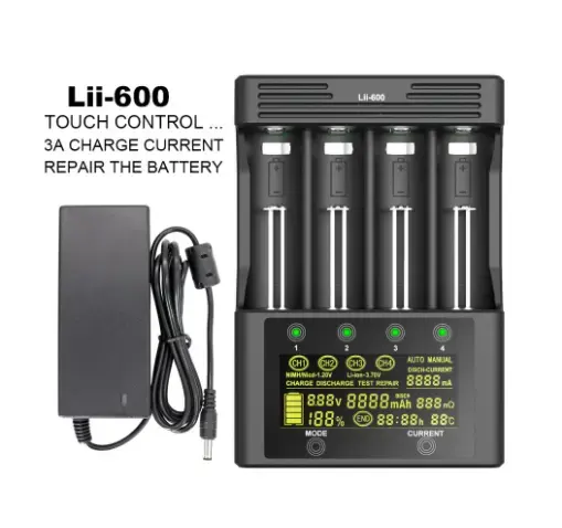 Cargador de batería Lii-600, accesorio para baterías de iones de litio 3,7 V y NiMH 1,2 V, adecuado para 18650, 26650, 21700, 26700, AA y otros