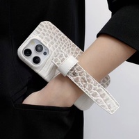 Top Vente en gros pour Iphone Couverture de téléphone portable Crocodile avec sangle Étui de téléphone en cuir artificiel